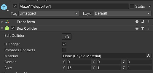 TeleporterのBoxCollider