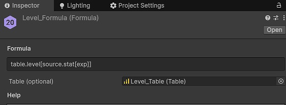 Level_Formula アセットの設定