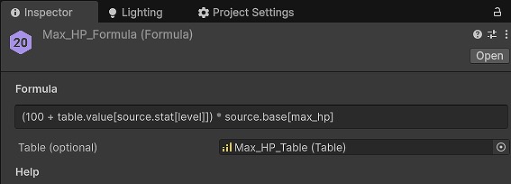 Max_HP_Formula アセットの設定