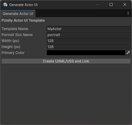 Generate Actor UI ウィンドウ